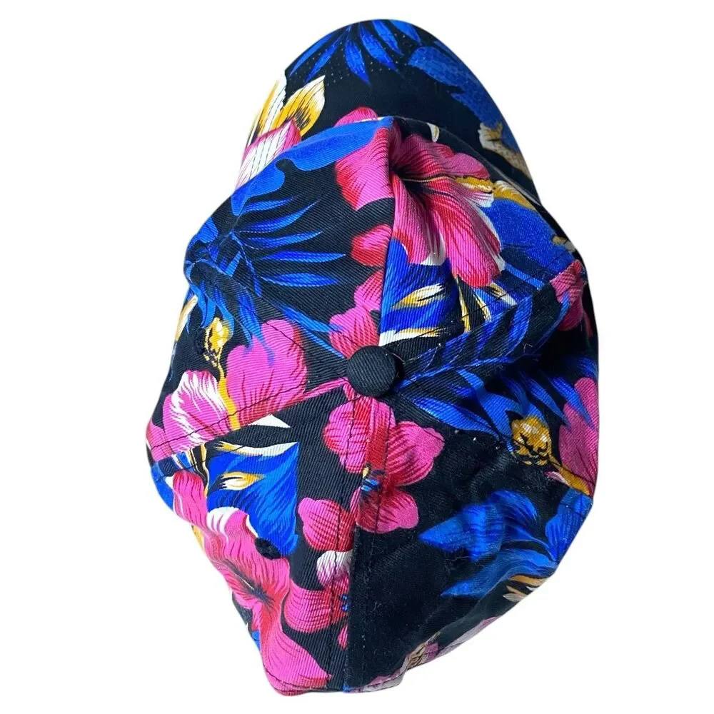 Vintage 90s San Sun Floral Hawaiian Tropical Snapback Hat Cap Hawaii Canvas